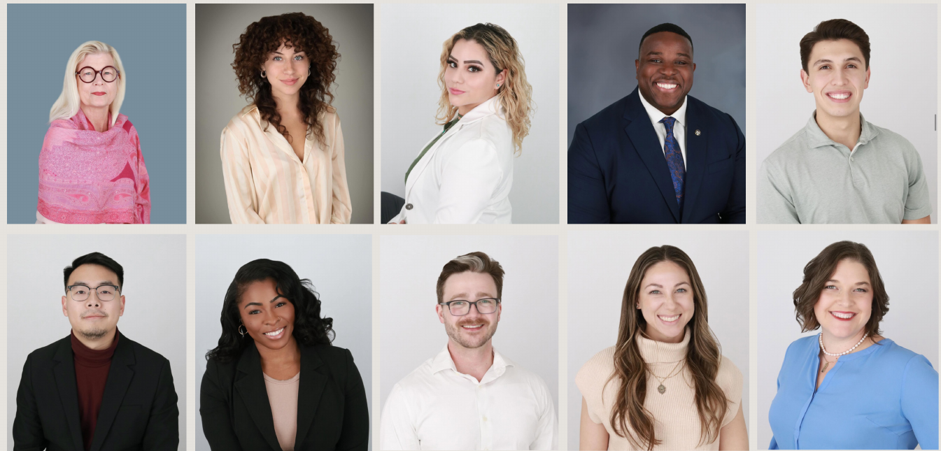 A grid of finished Studio Pod headshots