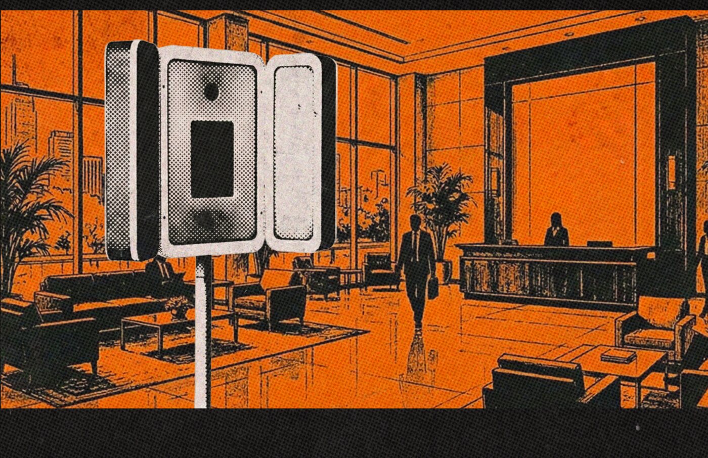 Roadie standing in a corporate lobby - Roadie tour-poster series