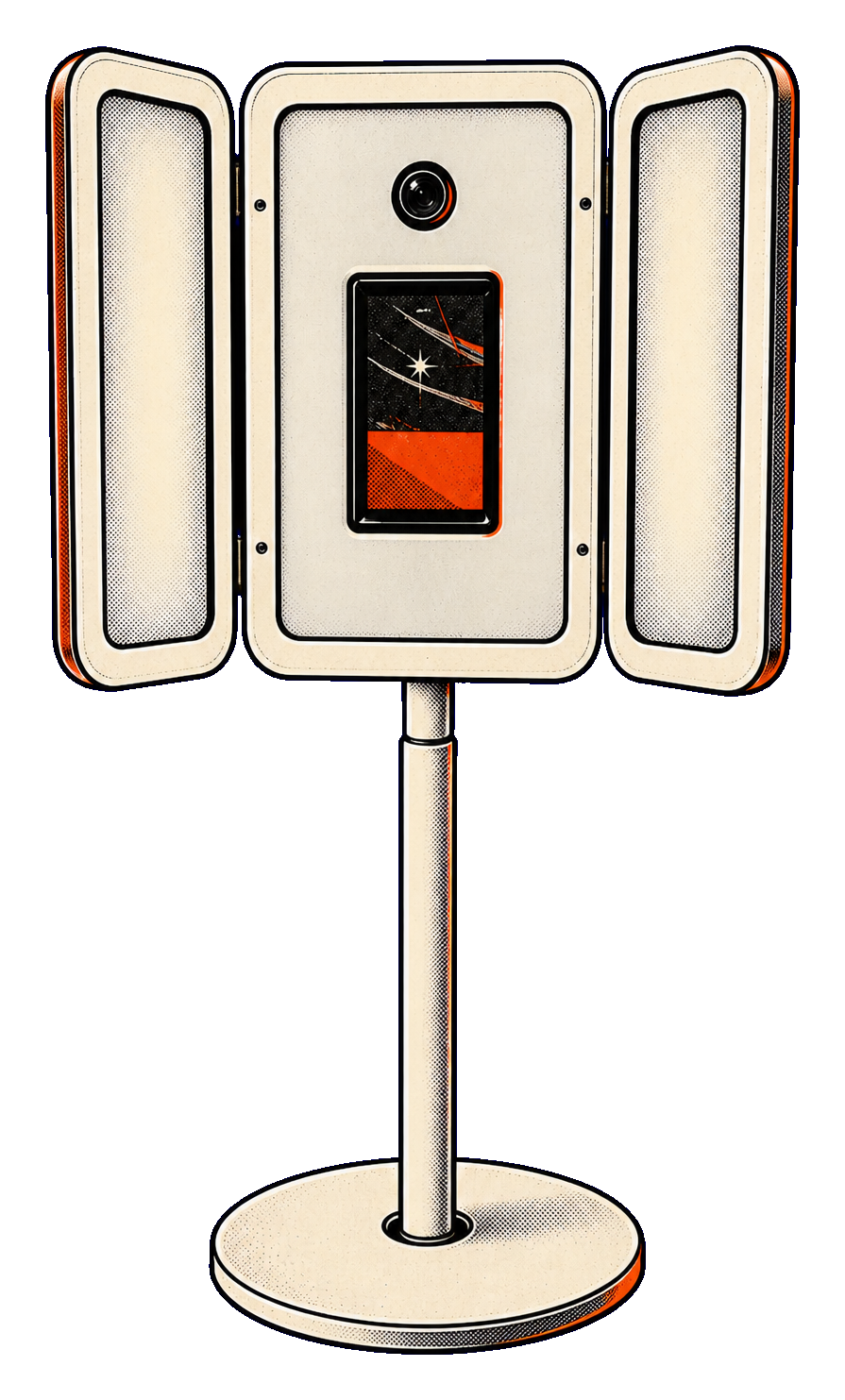 Illustrated assembled Roadie with its wings angled inward